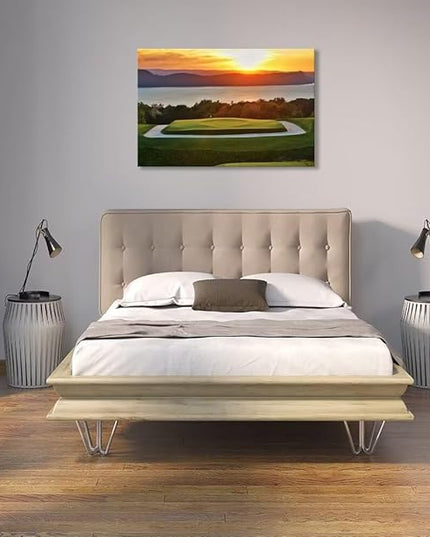 chenchenArt Sleepy Hollow 16 Hole Golf Course Wall Art for Living Room Bedroom Bathroom Home Decorations Sleepy Hollow Golf Course Picture Poster Canvas Prints Framed Ready to Hang(28''H x 44''W)