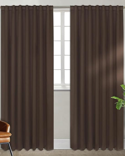 BGment Wide Blackout Curtains 84 inch - Rod Pocket and Back Tab Thermal Insulated Room Darkening Curtains for Living Room, 70 x 84 Inch, Brown, 2 Window Panels
