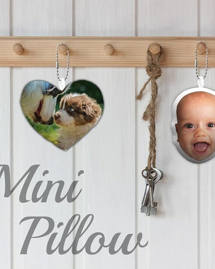 Custom Mini Pet Pillow, Personalized Photo Small Pillow, Customized Key Ring Shaped Dog Cat Face Pillow Gift, 3D Mini Pillow Keychain with Pet Picture - 3", 4", 5"