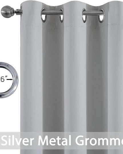 Yakamok 36 Inch Blackout Curtains Panels with Grommets - Room Darkening Thermal Insulated Window Drapes for Living Room/Bedroom,Light Grey, 52W x 36L, 2 Panels