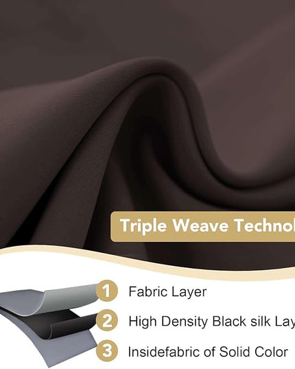 H.VERSAILTEX Premium Blackout Thermal Insulated Room Darkening Curtains for Bedroom/Living Room - Classic Grommet Top (2 Panels, Chocolate Brown, 52 Inch by 45 Inch)