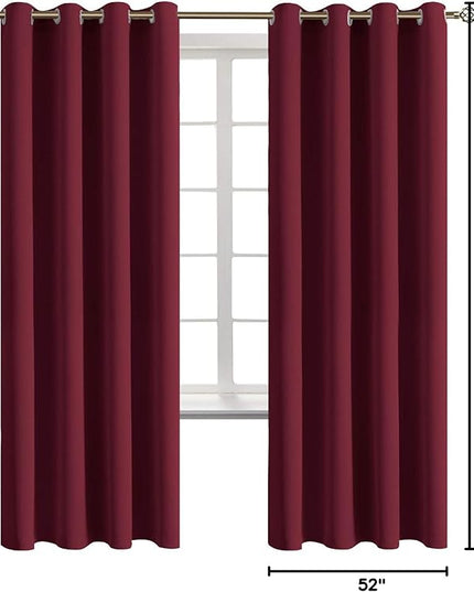 BGment Blackout Curtains for Bedroom - Grommet Thermal Insulated Room Darkening Curtains for Living Room, Set of 2 Panels (52 x 72 Inch, Burgundy)