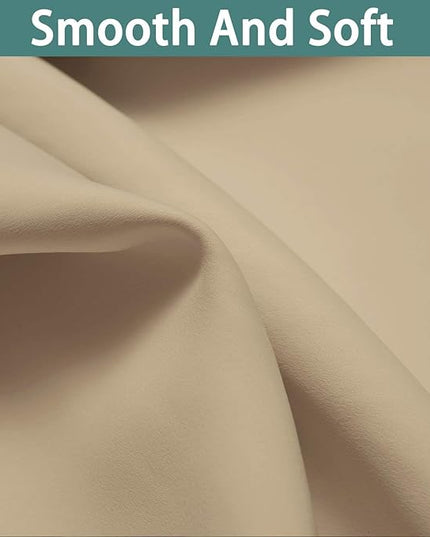 Yakamok Beige 100% Blackout Curtains, Thermal Insulated Total Blackout Drapes for Bedroom, Heat Blocking Window Curtains for Living Room(52Wx90L, 2 Panels)