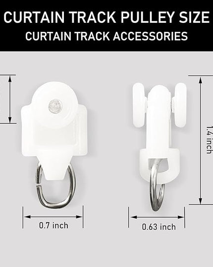 Curtain Tracks Ceiling Wall Mounted Heavy-Duty Curtains Rails Room Divider Curtain Track for Living Room Bedroom Room Shower Divider Special Pulley White 20PCS