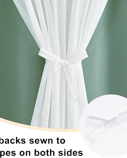 Hiasan Light Sage Green Blackout Curtains for Bedroom,Thermal Insulated Mix & Match Double Layer Room Darkening Curtains for Living Room,Nursery,2 Window Panels Sewn with Tiebacks,52W X 84L