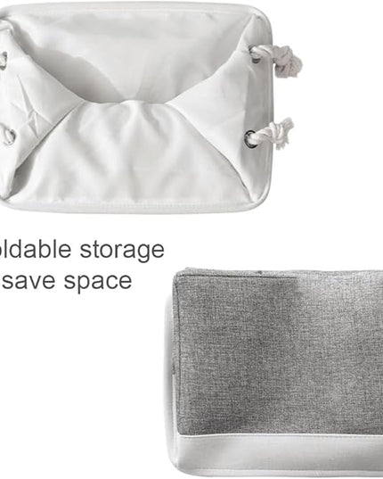 TheWarmHome Organization and Storage Basket for Organizing - 3 Pack 16x12x12 inch Cube Storage Bin Fabric Storage Cubes for Organizer Cloth Gift Toy Closet (White & Grey)