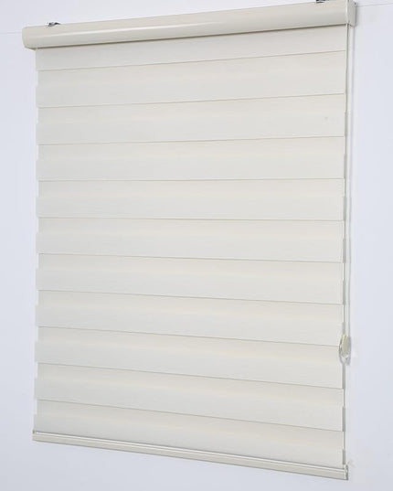 Shadesu Custom Size Zebra Blinds for Windows, 48" W x 72 H, Cream, Dual Layer Free-Stop Zebra Shades, Light Control for Day and Night, Sheer Blinds for Indoor Windows, Bedroom, Kitchen
