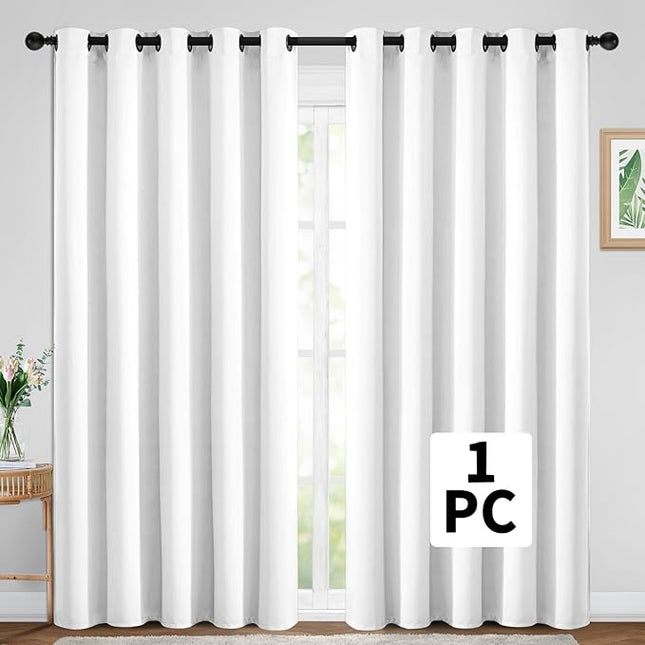 Yakamok Wide Thermal Blackout Patio Door Curtain Panel, Thermal Insulated Curtains, Grommet Extra Wide Curtains for Sliding Glass Door, Pure White, W70 x L84, 1 Panel