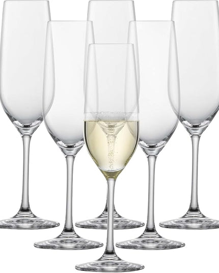 SCHOTT ZWIESEL Forté Champagne Flute (Set of 6), Champagne Glasses with Effervescence Point, Dishwasher-Safe Machine-Made Tritan Crystal Glasses, Made in Germany (8 Ounce)