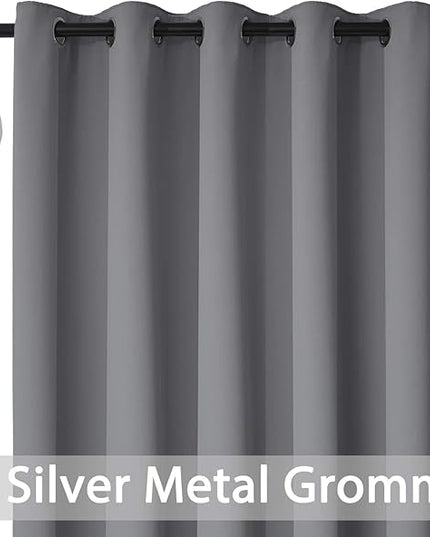 Yakamok Blackout Sliding Door Curtain, Grommet Top Thermal Insulated Extra Wide Room Divider Thermal Insulated Curtain Drapes for French Door/Living Room, Grey, W100 x L108, 1 Panel