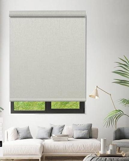 Zshine Motorized Blackout Window Blinds Customize Width (23-95 Inches) Remote Control Wireless and Rechargeable Roller Shades Blinds for Windows, Home, Office, Hotel, Club, Restaurant(82164B)