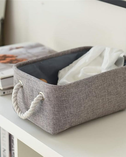 TheWarmHome Storage Bins Basket - Storage Baskets for Organizing Shelves,Home Closet Organizer for Book Shelf Organization,Fabric Storage Cubes,Medium Decorative Grey Basket Gift