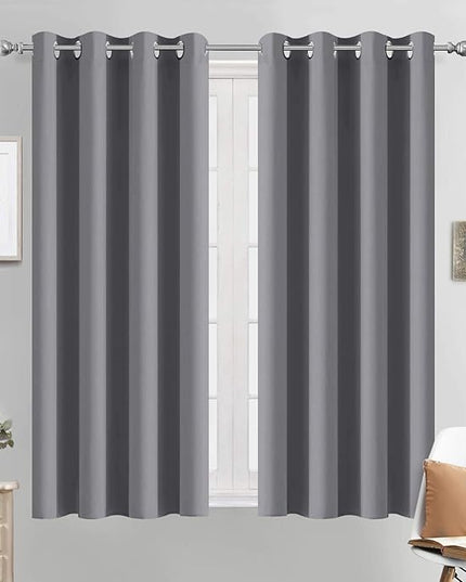 Yakamok Grommet Room Darkening Thermal Insulated Blackout Curtains Window Panels for Bedroom Width 52 Inch by Length 54 Inch Grey Two Curtain Panels