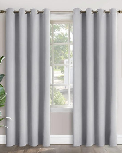 YoungsTex 84 Inch Length Blackout Curtains for Living Room - Light Grey Thermal Insulated Drapes with Grommet for Bedroom Dining Room Darkening, 2 Panels, 52 x 84 Inch