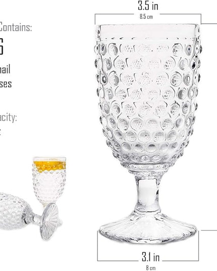 Hobnail Drinking Glasses Goblet Water set of 6, 13 oz Iced Tea Glasses Ideal for Soda Wine Milk Coke Juice and Beer Perfect for Weddings Parties Bars