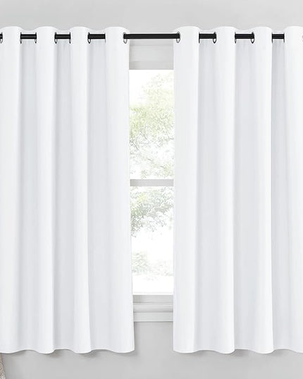NICETOWN White Room Darkening Curtain for Bedroom 63 inches Long - (50% Blackout) Grommet Thermal Insulated Window Treatment Sound Reducing Drapes for Living Room (1 Panel, W52 x L63)