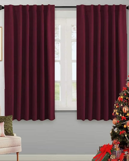 H.VERSAILTEX Christmas Blackout Curtains Thermal Insulated Window Treatment Panels Blackout Drapes for Living Room Back Tab/Rod Pocket Bedroom Draperies, 52 x 63 Inch, Burgundy Red, 2 Panels