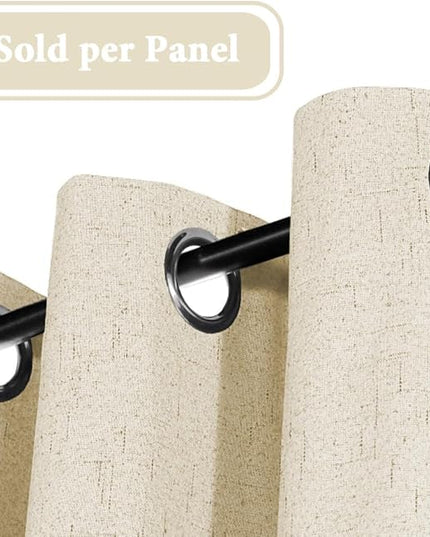 H.VERSAILTEX 100% Blackout Curtain for Bedroom 108 Inches Long Grommet Linen Face Full Light Blocking Curtain Drape for Living Room Thermal Insulated Linen Look Curtain 1 Panel, Bleached Sand