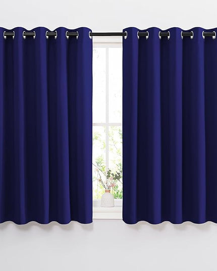 NICETOWN Bedroom Blackout Curtains Panels - Window Treatment Thermal Insulated Solid Grommet Blackout for Living Room (Set of 2, 66 by 54 Inch, Navy Blue)