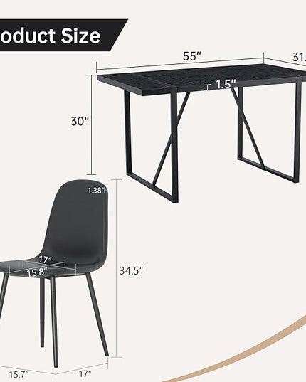 Modern Dining Table and Chairs Set of 6, 7 Piece Kitchen Table and Chairs for Kitchen Dining Room, Apartment