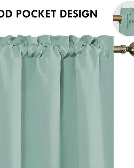 DWCN Blackout Curtains for Living Room Thermal Insulated, Energy Saving & Noise Reducing Bedroom Curtains, Sage Green, W 42x L 36 Inch, Set of 2 Rod Pocket Curtain Panels