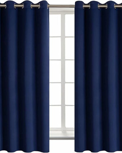 BGment Navy Blackout Curtains for Bedroom - Grommet Thermal Insulated Room Darkening Block Out Curtains for Living Room, Set of 2 Panels (52 x 63 Inch, Dark Blue)