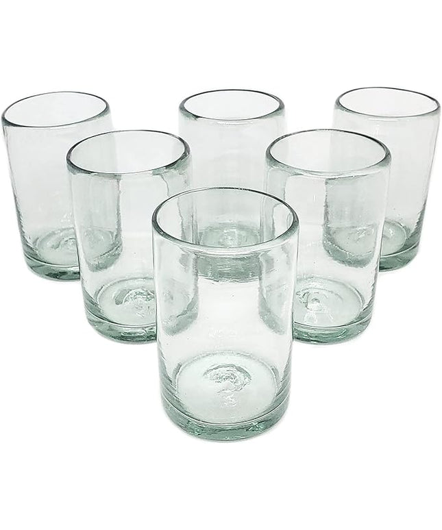 Clear Blown 9 oz Juice Glasses (set of 6) Mexican Handmade Glassware, Recycled Glass, Lead-free, Toxin-Free (Juice)