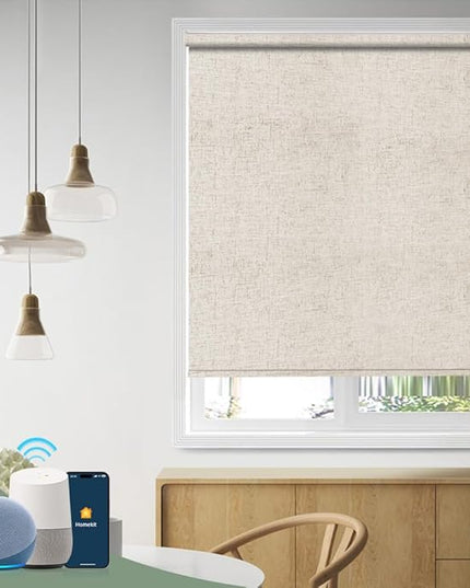 ZSHINE Motorized Blackout Window Blinds Customize Width Remote Control Wireless and Rechargeable Window Roller Shades for, Home, Office, Hotel, Restaurant and Cinema(82067K)