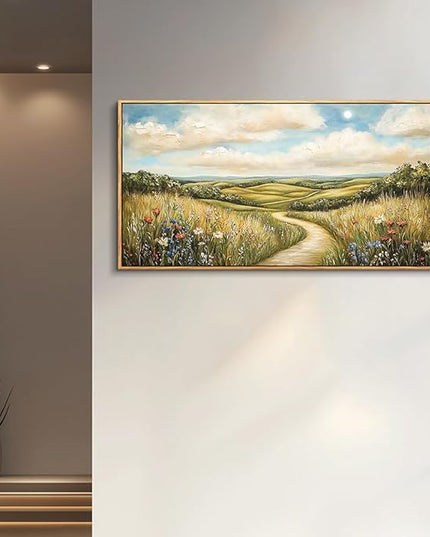 PHAOHUAXM Wall Art For Living Room Canvas Wall Decor For Bedroom Print Ink-Wash Landscape Paintings Office Restaurant Room Decorations Printing Artwork Ready To Hang Home Decor Wood Framed 20"X40"