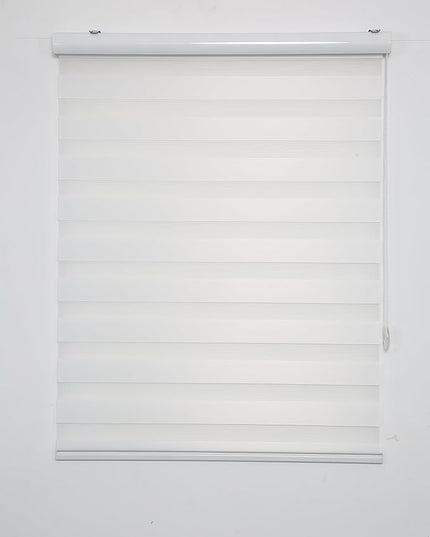 Shadesu Custom Size Zebra Blinds for Windows, 22" W x 72 H, White, Dual Layer Free-Stop Zebra Shades, Light Control for Day and Night, Sheer Blinds for Indoor Windows, Bedroom, Kitchen