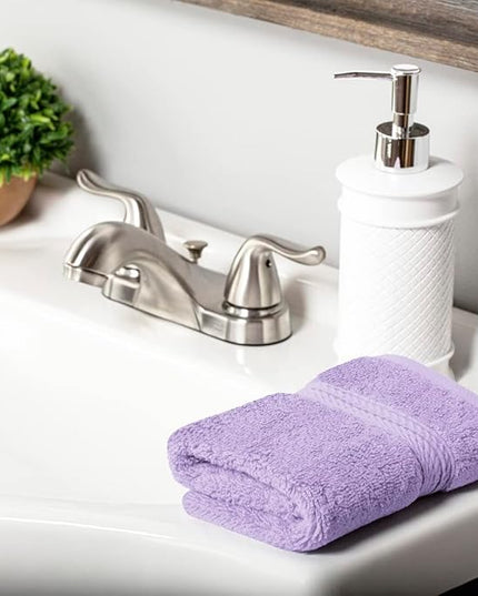 Superior Egyptian Cotton Pile Face Towel/Washcloth Set of 6, Ultra Soft Luxury Towels, Thick Plush Essentials, Absorbent Heavyweight, Guest Bath, Hotel, Spa, Home Bathroom, Shower Basics, Purple