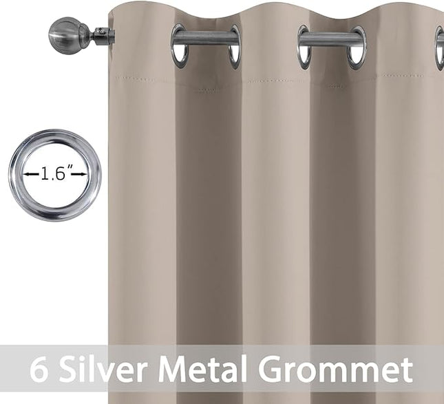 Yakamok Kitchen Bathroom Window Curtains - Grommet Blackout Curtains Small Window Short Drapes for Bedroom Living Room Kids Nursery Room(2 Panels,Natural,42x36 Inch)