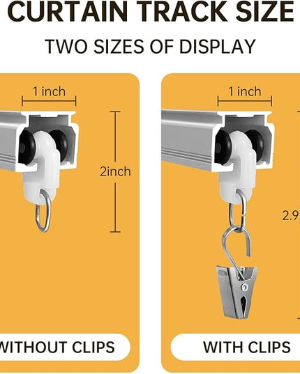 Ceiling Curtain Track Ceiling and Wall Mounted Heavy-Duty Curtains Rails Room Divider Curtains Shower RV Tracks Ceiling Sliding Curtain Rods With Clips,White 18ft.