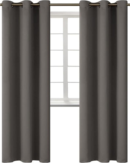 BGment Blackout Curtains for Bedroom - Grommet Thermal Insulated Room Darkening Curtains for Living Room, Set of 2 Panels (42 x 84 Inch, Grey)