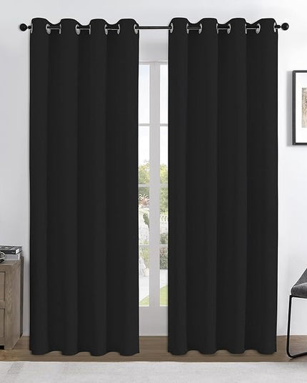 Joydeco Custom 100% Blackout Curtains 1 Panel, Grommet Thermal Insulated Curtains& Drapes, Room Darkening Drapes for Bedroom Living Room Window (Custom Size, Black)