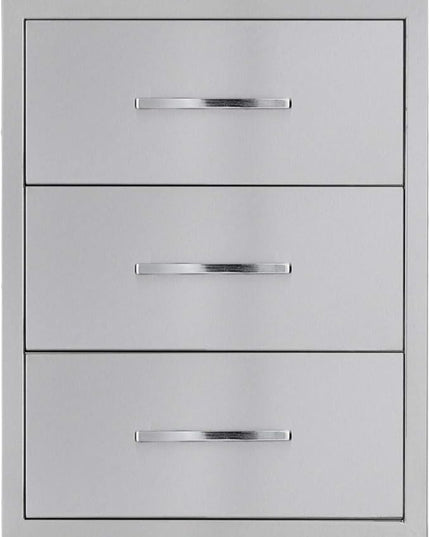 18" W x 24" H x 23" D Stainless Steel Outdoor Kitchen Drawers BBQ Drawer Triple Access Drawers Flush Mount for Outdoor Kitchens Or BBQ Island