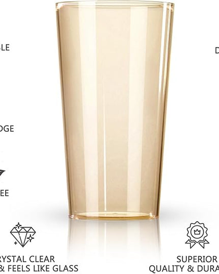 Liacere Plastic Drinking Glasses (Set of 12) 18oz Highball Brown Reusable Plastic Glasses Colors，Kitchen Water Glasses Cup, Bar Tumbler Glassware Set for Beer, Juice, Cocktail, Whiskey, Milk