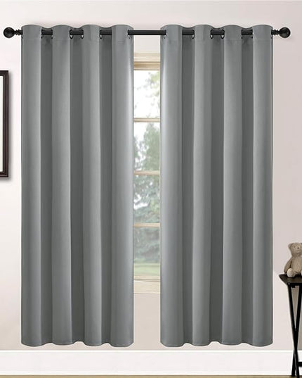 Yakamok Dove Grey Room Darking 72 Inch Length 2 Panel Sets for Livingroom Dining Room Darkening Thermal Insulated Bay Window Hotel Modern Elegant Black Out Sunblock Curtins/Bedroom,52 x 72 Inches
