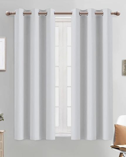 Yakamok Room Darking Curtains for Bedroom, Light Blocking Drapes Room Darkening Thermal Insulated Solid Grommet Panels for Living Room(38Wx54L, Greyish White, 2 Panels)
