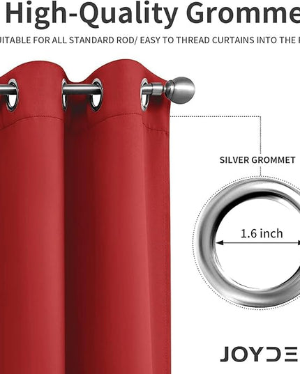 Joydeco Blackout Curtains 95 inch Long 2 Panels Set, Thermal Insulated Long Curtains & Drapes 2 Burg, Room Darkening Grommet Drapes for Bedroom Living Room Windows (W52 x L95 Inch, Red)