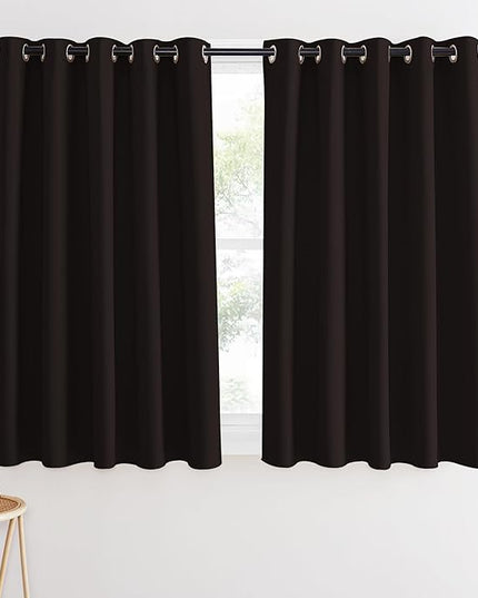 NICETOWN Blackout Curtains 54 Inches Long, Thermal Insulated Room Darkening Curtains for Bedroom, Window Treatment Drapes for Living Room Nursery (W66 x L54 Inch, Toffee Brown, 1 Panel)