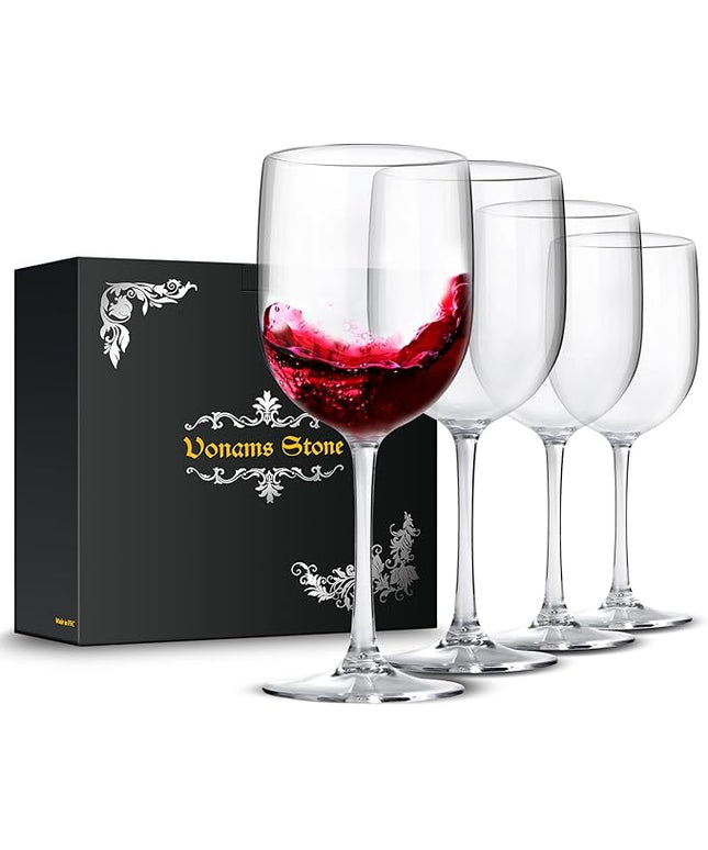 Unbreakable Wine Glasses 16oz - Shatterproof, Reusable, Drink Glassware (Set of 4) For Indoor Outdoor Drinkware Travel, Pool, Camping, Beach, Picnic