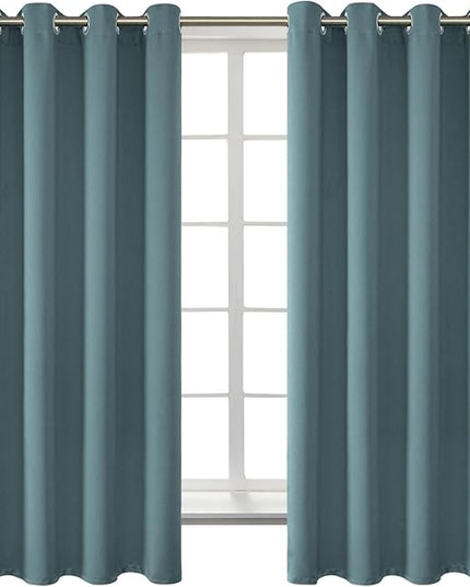 BGment Room Darkening Curtains 63 Inches Long - Grommet Thermal Insulated Drapes Window Treatment Curtains for Bedroom, 2 Panels, 52 x 63 Inch, Stone Blue