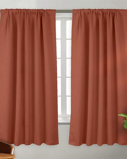 BGment Terracotta Blackout Curtains 63 Inch Length - Thermal Insulated Black Out Energy Efficiency Rod Pocket and Back Tab Room Darkening Curtains for Living Room/Bedroom, 2 Panels, 42 x 63 Inch