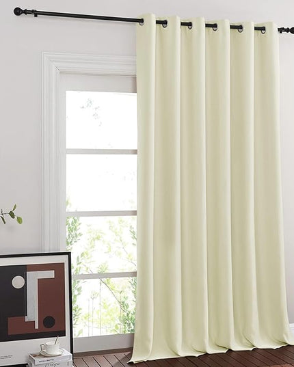 NICETOWN Blackout Sliding Glass Door Curtain, Thermal Insulated Grommet Room Darkening Window Treatment Sound Dampening for Bedroom/Living Room, Beige, W80 x L90, 1 Panel
