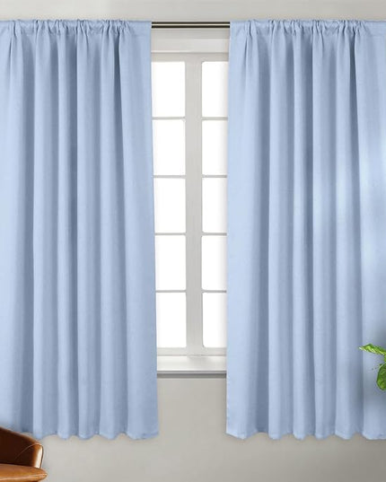 BGment Rod Pocket and Back Tab Curtains for Bedroom - Thermal Insulated Room Darkening Curtains for Living Room, 2 Window Curtain Panels (52 x 63 Inch, Spa Blue)