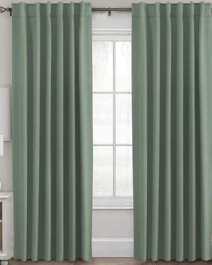 H.VERSAILTEX Blackout Curtains Thermal Insulated Window Treatment Panels Room Darkening Blackout Drapes for Living Room Back Tab/Rod Pocket Bedroom Draperies (2 Panels, Green Bay, 52 x 96 Inch)