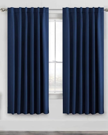 H.VERSAILTEX Blackout Curtains Thermal Insulated Window Treatment Panels Room Darkening Blackout Drapes for Living Room Back Tab/Rod Pocket Bedroom Draperies, 52 x 72 Inch, Navy Blue, 2 Panels