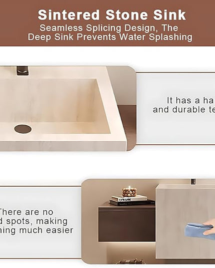 88IN Bathroom Vanity - Double Sink Bathroom Vanities with 3 Drawers, Include Smart Mirror with LED Lights & Defogging Function | Solid Wood Bathroom Cabinet with Open Style Shelves, Brown+Grey