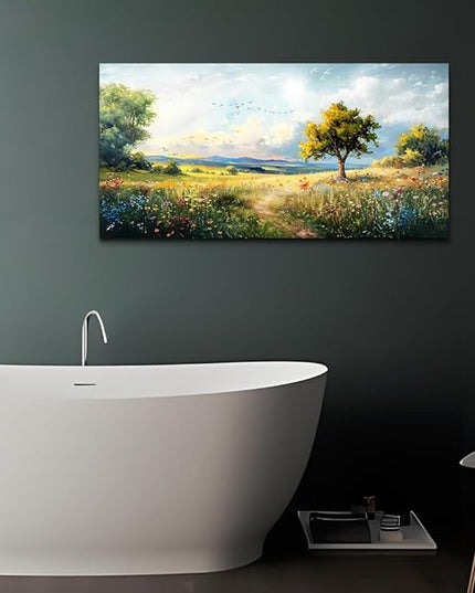 Wapluam Canvas Wall Art For Bedroom Wall Decor For Living Room Modern Office Decorations Pastoral Wall Paintings Scenery Abstract Watercolour Farmhouse Pictures Canvas Artwork Room Home Decor Mural